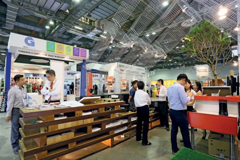 Trade visitors at the Building and Construction Authority’s booth