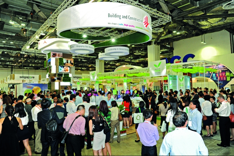Trade visitors at the Building and Construction Authority&rsquo;s booth