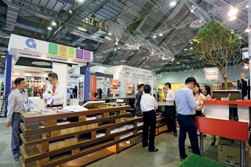 Trade visitors at the Building and Construction Authority&rsquo;s booth